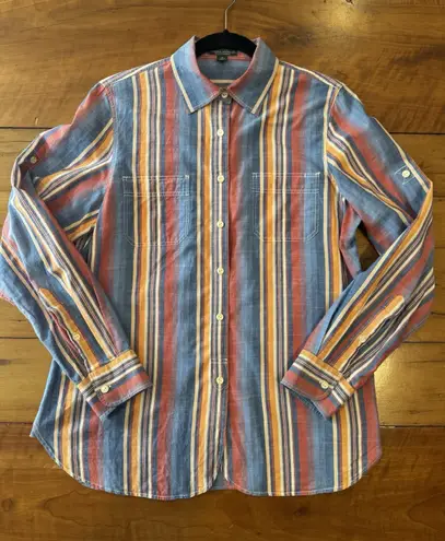 Ralph Lauren Jeans Co Striped Cotton Shirt Size M Blue Red Yellow Size L