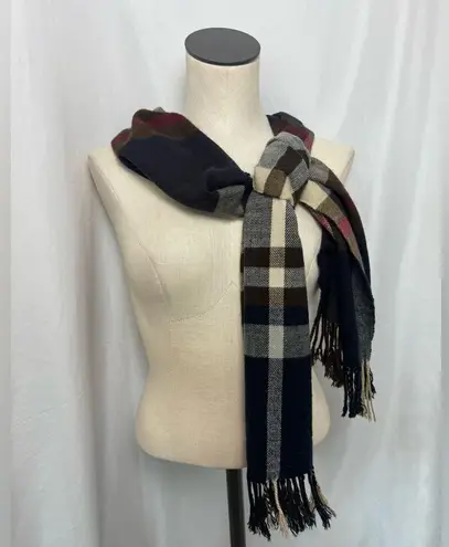 Classic Plaid Scarf with fringe for women Black