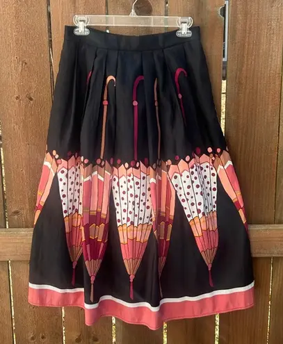 Eva Mendes Retro Pinup Umbrella Midi Skirt Sz 0 NWT Black