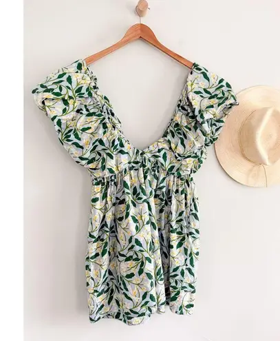 Agua by Agua Bendita | Horizonte Mini Dress in Celeste Blue Yellow Floral | XL