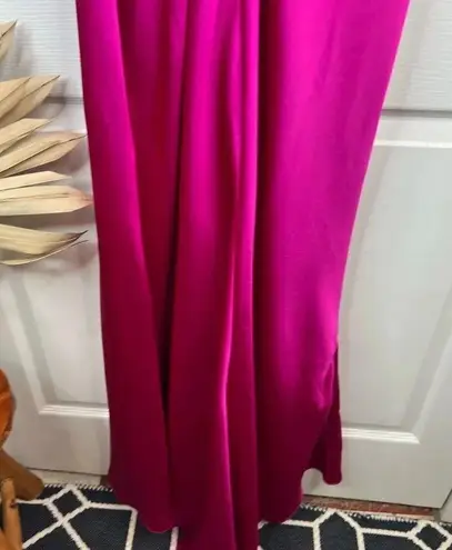 XScape Women's Size 6 Magenta Satin Gown Rose Applique Formal Dress