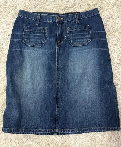 Abercrombie & Fitch Abercrombie Fitch Denim Midi Skirt Blue A F Pockets Size 8 - Image 1