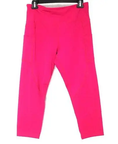 ZYIA Active Neon Barbie Pink Cropped High Rise Hip Pocket Legging Size 12