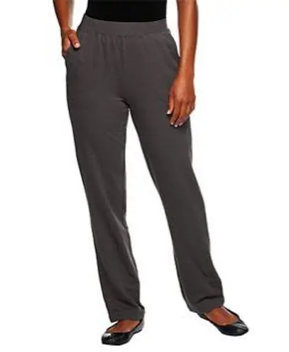 Denim & Co . Active Petite French Terry Pull-on Pants A235390 Grey Petite Medium