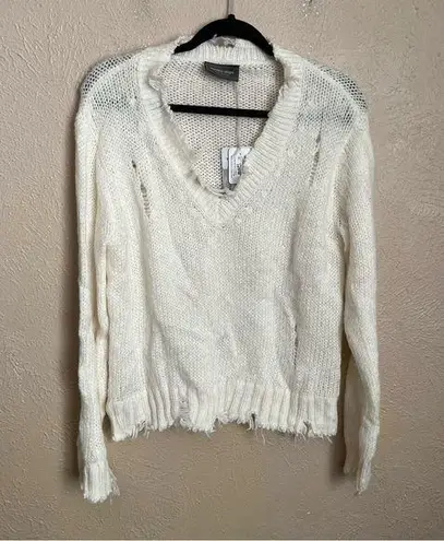 Wooden Ships NWT  Super Destroyed V Neck Sweater Small Medium