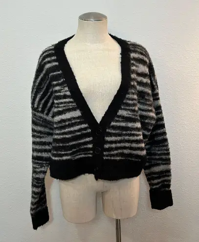 Urban Outfitters UO Wool Blend Cropped Animal Print Cardigan