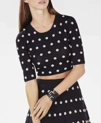 BCBGMAXAZRIA  Aryen Polka Dot Cropped Tank Top