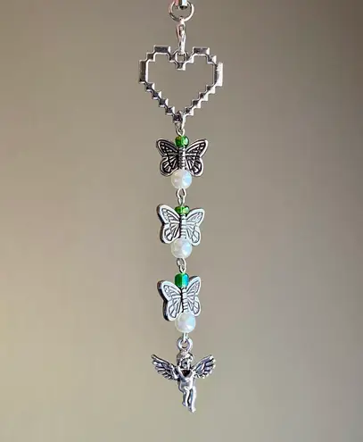 Handmade aesthetic Kawaii fairy vintage goth angel/cherub & butterflies phone strap/bag charm/keychain/display👼