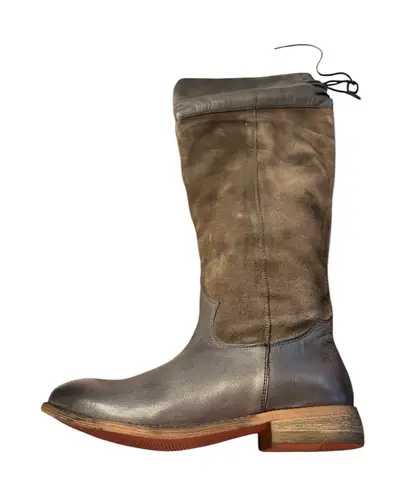 Roan By Bed Stu Riding Boots Natty Tall Knee High Gray Burnished Leather 6.5