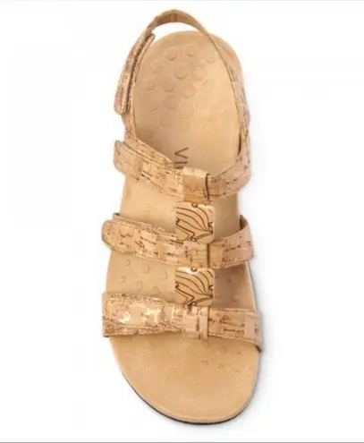 Vionic Sandals Amber Sandal Adjustable in Gold Cork w/ Beads Size 6 EUC