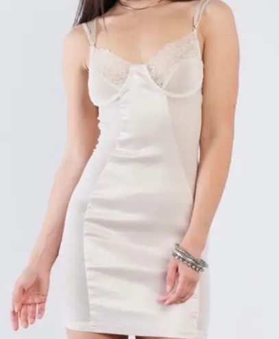 She's So Irresistible NEW Sexy Satin Cream Intimate Wear See Through Lingerie Dress Sz L Tan Size L