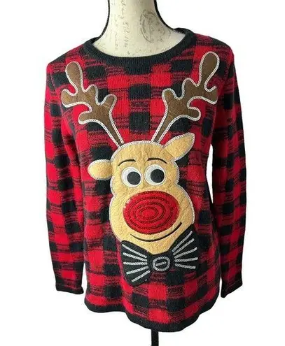 Holiday Time  Ugly Christmas‎ Sweater Women's Red Size 4-6 Rudolph Reindeer