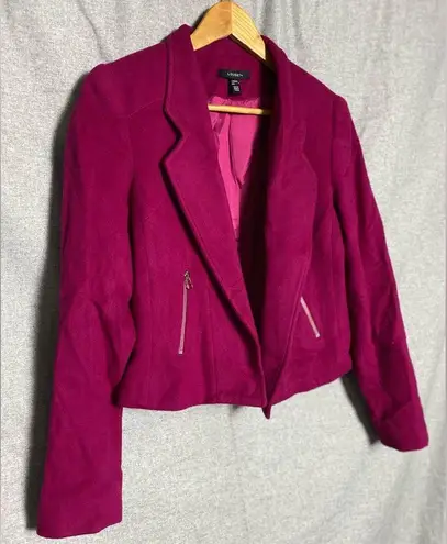 Louben Dark Fuchsia Wool and Cashmere Jacket with zipper pockets Size 4 Purple