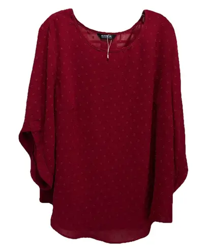 Bloomchic Red Chiffon Textured 3/4 Bell Sleeve Blouse Size 18