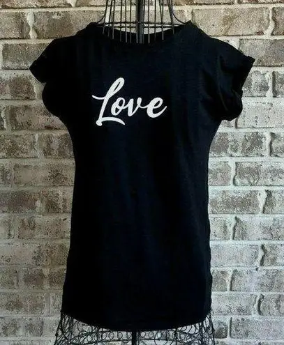 Christian Siriano Love tee top XS Black Short Sleeve Style Casual Trendy…