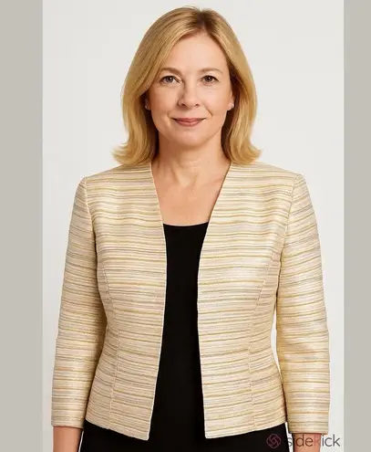 XScape by Lawrence Kurtz Gold Silver Metallic Blazer Jacket Women’s Size 4