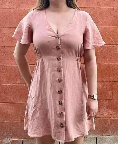 Pink Low Cut Mini Dress Size M