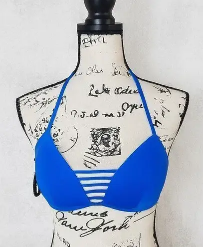 Calzedonia Blue Push Up Bikini Top SZ M | Triangle Swimwear Halter Bathing Suit