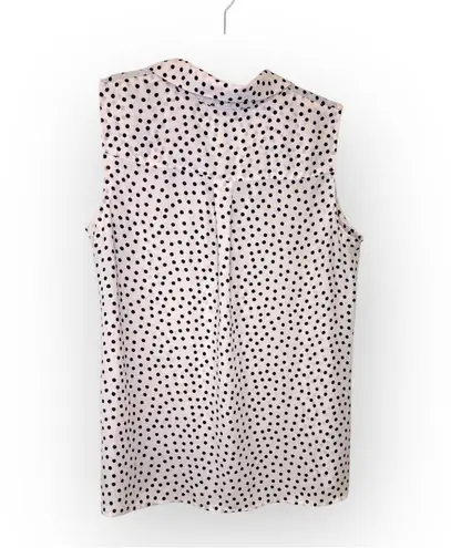 Karl Lagerfeld Light Pink & Black Polka Dot Blouse with Pearl Detail Collar | M