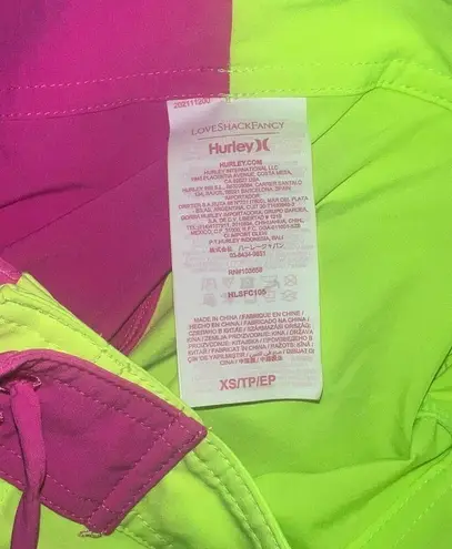 Love Shack Fancy NWT  X Hurley Solid Blocked Boardie Skirt neon pink green swimsuit