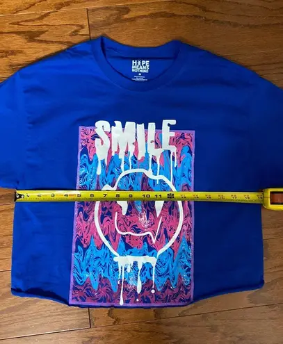 Hope Means Nothing - cut off Blue Radical Smiley T-Shirt - size Medium