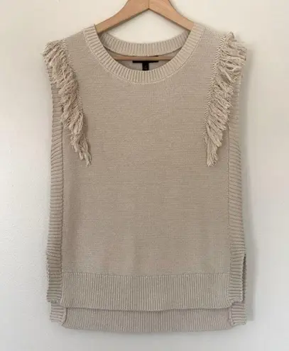 Banana Republic  Fringe Tunic Dove Wing Sweater