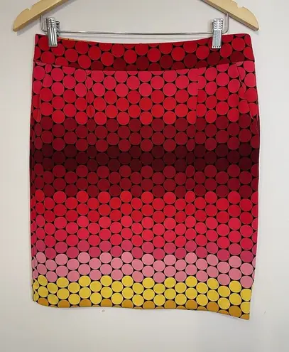 Premise Skirt Size 8 Womens Red Yellow Geometric Circles Straight 70s Mod