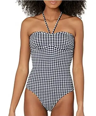 Shoshanna Cinched One Piece Swimsuit Gingham black white size 4 NWT