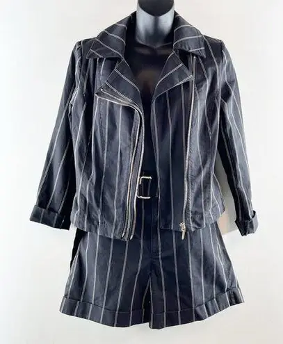 White House | Black Market  Striped Shorts and Blazer Jacket Set Black 2 / 4