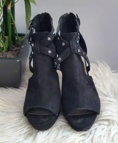 GBG Guess Black Open Toe Platform Stiletto Heels 9M Size 9