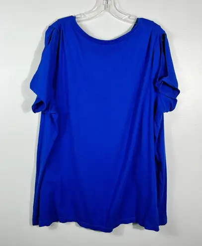 Roaman’s Women’s Plus Size Royal Blue Twist Cutout Short Sleeve Top 22/24 1X