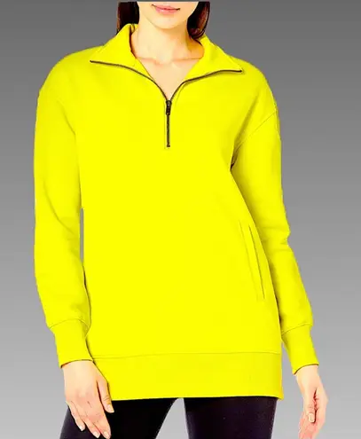 NWT Amazon Aware Relaxed Fit Half Zip Tunic Sweatshirt Neon Lime – XXS Yellow
