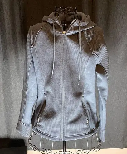 Swisstech Ladies' Navy Blue Waffle Fleece Lined Hooded Zipper Jacket Size XS