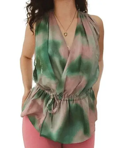 Filippa K Silk Tank Sz 4 Purple Teal Feather