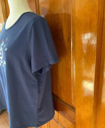 Gloria Vanderbilt Casual Blue Short Sleeve Tee Shirt