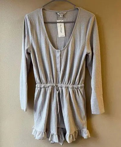 Miss Selfridge Grey Waffle Frill Romper Size 8