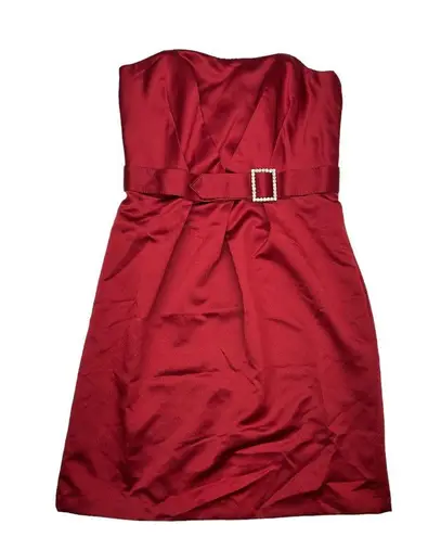 Alfred Angelo Claret Satin Strapless Dress (10)