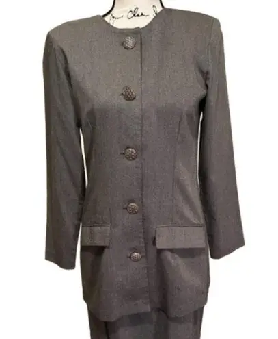 Vintage Bedford Fair Gray Professional Suit Jacket and Skirt