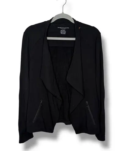 Majestic Filatures French Touch Soft Touch Cascade Open Moto Jacket Cardigan XL Black