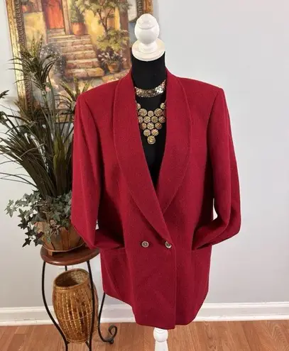 PBM Womens 12 Red Lined Double Breasted Button Collared Long Sleeve 100% Camel