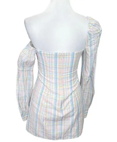 Majorelle  Harlow Mini Plaid Pastel Dress Revolve One Shoulder Womens Size XS