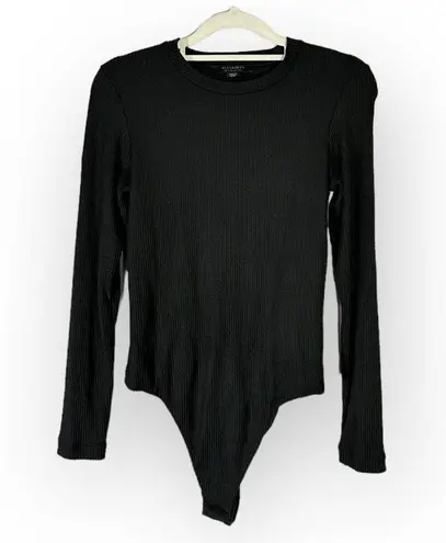ALLSAINTS Bodyduit Women's 2 Black Ribbed Open Back Long Sleeve Thong NWOT