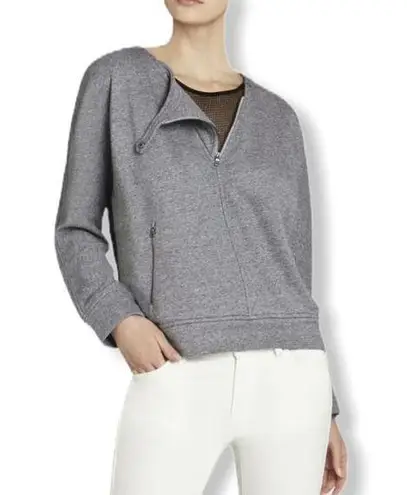 BCBGMAXAZRIA  Tallulah Zipper Mesh Grey Sweatshirt