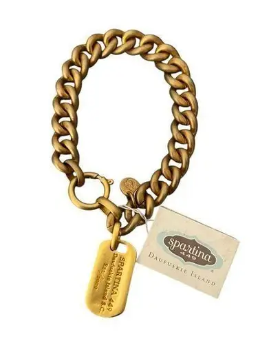 Spartina 449 NWT Dog Tag Gold Plated Link Bracelet