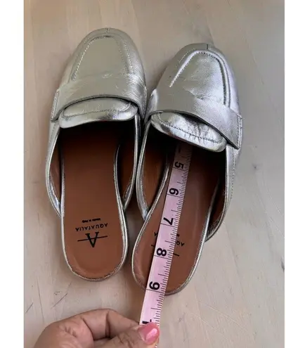 Aquatalia Jayleen Metallic Silver Slip On Flat Mule size 6
