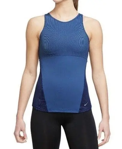 Nike  Womens Tank Top Dri Fit Yoga Sleek Running Training Activewear Blue Sz M