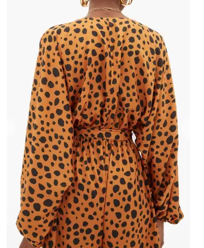 RHODE Jumpsuit Blake Long Sleeve Wide Leg Satin Leopard Cheetah Print L NWT New