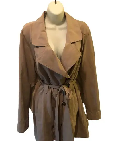 Jack by BB Dakota Jack BB Dakota Belted Trench Coat Notched Collar Unlined Sz. L Taupe Suede Like