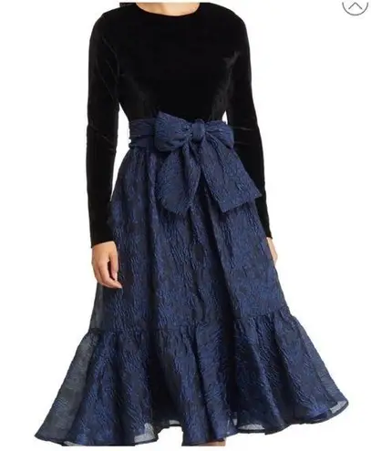 Rachel Parcell Tie Waist Tiered Long Sleeve Midi Dress Sz 8 Modest Event Holiday