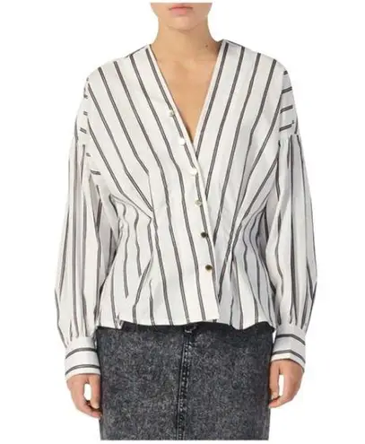 Sandro NEW Womens Naelle Striped Top White Black Long Sleeve Size 2 /US M ($340)
